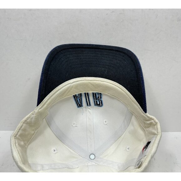 Vintage Nike Spellout Strapback Hat 90’s Swoosh Made In Taiwan White Blue - Picture 5 of 6